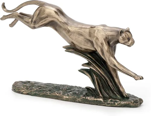 Miniatura 3 de Veronese Design Decoración de mesa de estatua de animal africano con acabado de bronce guepardo abstracto de 6.5 pulgadas