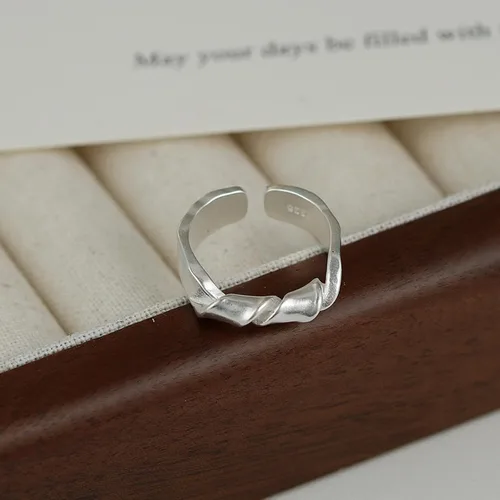 Miniatura 137 de Anillo de plata de ley 925, minimalista, ajustable, hecho a mano, para mujeres y niñas