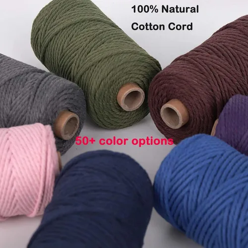 Miniatura 2 de Cuerda de algodón para macramé, de 0.11 pulgadas x 109 yardas, cuerda de macramé natural marrón, suministros perfectos de algodón para hacer