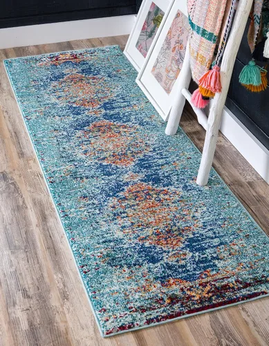 Miniatura 34 de Unique Loom Vita Collection - Alfombra saturada con degradado tradicional sobre teñido, 2 pies 2 pulgadas x 3 pies, turquesa/azul marino