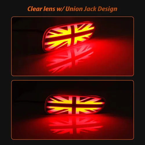 Miniatura 6 de ADIIL Euro Union Jack LED luces traseras antiniebla para 06-15 Mini Cooper R56 R57 R58 R59 S JCW 2X, 2 unids reemplazar OEM faros antiniebla
