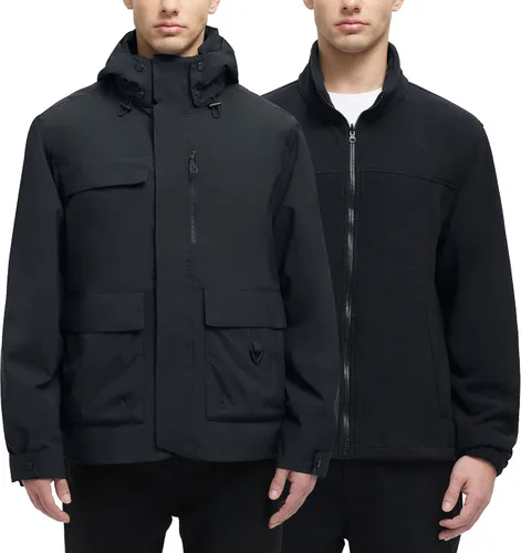 YGREYG Chaquetas de invierno impermeables 3 en 1 para hombre, para esquí, abrigo de lluvia y nieve, con forro acolchado, cortavientos