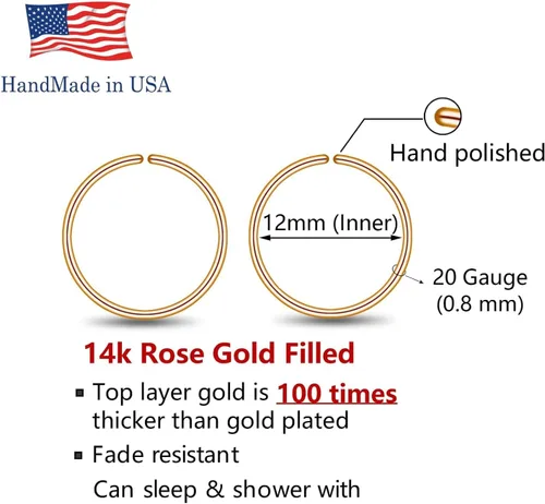 Miniatura 133 de Small Gold or Sterling Silver Huggie Hoop Earrings for Women Cartilage Nose Helix Tragus