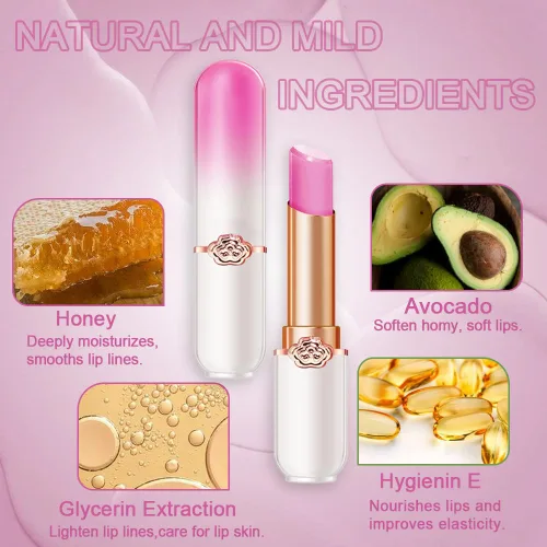 Miniatura 5 de evpct 2 piezas de bálsamos labiales tintados de uva, cambio de color de labios, bálsamo de labios, tono rosa claro, maquillaje de labios, 2 piezas