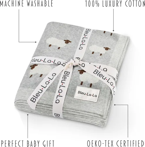Miniatura 3 de Manta de Arrullo de Punto para Bebé - 100% Algodón Suave Cómoda Ligera Unisex para Recibir Envolver Cochecito Manta Edredón para Regalo de Baby 06
