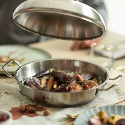 Miniatura 5 de Fissler Original-Profi Collection - Sartén de acero inoxidable de 9.5 pulgadas con tapa de metal de cúpula alta, todas las estufas incluyen