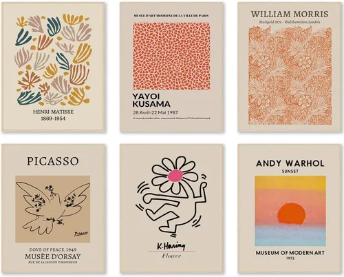 Miniatura 13 de KBKBART Matisse - Impresiones artísticas para pared, póster abstracto de arte de pared de Matisse, negro y beige, línea de cuerpo para mujer, hojas