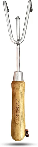Miniatura 8 de Garden Guru - Herramienta de cultivador de mano ecológica, 100% acero inoxidable reciclado, resistente a la corrosión, mango ergonómico de madera
