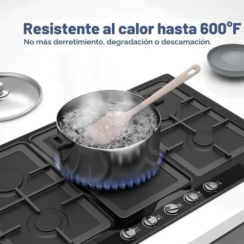 Miniatura 6 de ChefAide Juego de 5 espátulas de silicona, espátulas de goma de grado alimenticio, mango fuerte mejorado con agarre ergonómico, resistente al calor