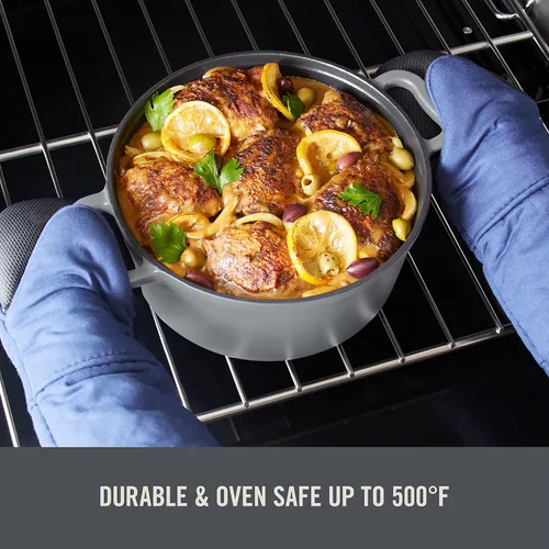 Miniatura 6 de Zakarian x Dash - Horno holandés antiadherente de hierro fundido, olla resistente con tapa para cocinar con calidad de restaurante, revestimiento