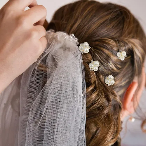 Miniatura 4 de WILLBOND 18 horquillas para el pelo de perlas, accesorios para el cabello de boda, diamantes de imitación, clips de cristal para novias, damas