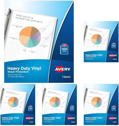 Miniatura 6 de Avery Protectores de láminas de vinilo transparentes resistentes, carga superior, 100 protectores de documentos (73900)