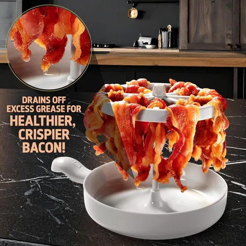 Miniatura 5 de Bacon Wizard - Cocina para microondas y tocino – Cocina hasta 1 libra de tiras a la vez – Crujiente y uniformemente cocinado en minutos – Bandeja