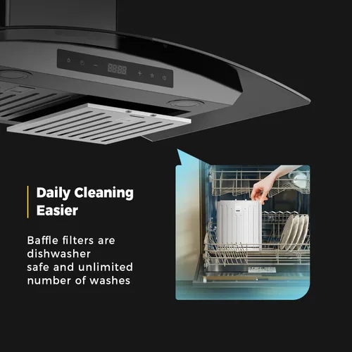 Miniatura 5 de Empava Campana extractora de montaje en pared de 30 pulgadas, ventilación de escape de estufa de cocina con conductos/sin conductos
