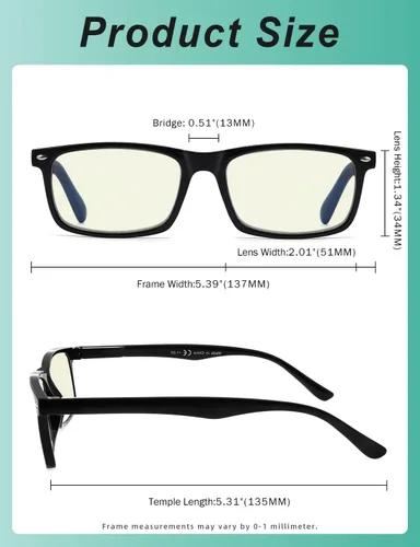 Miniatura 4 de Eyekepper - Paquete de 2 lentes anti luz azul para hombres, lentes bloqueadores de luz azul para computadora, anti fatiga visual, color negro