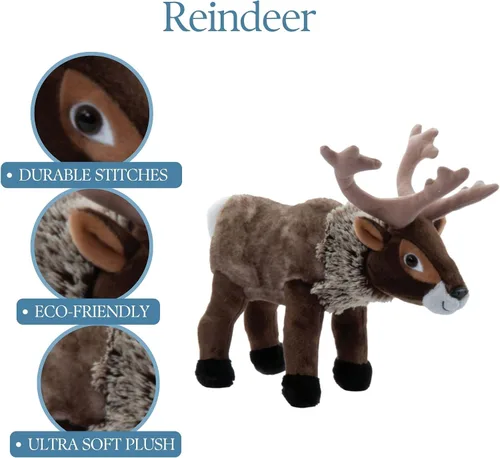 Miniatura 6 de The Petting Zoo - Muñeco de renos de peluche, regalos para niños, animales del zoológico Wild Onez, juguete de peluche Zoologee de reno de 12
