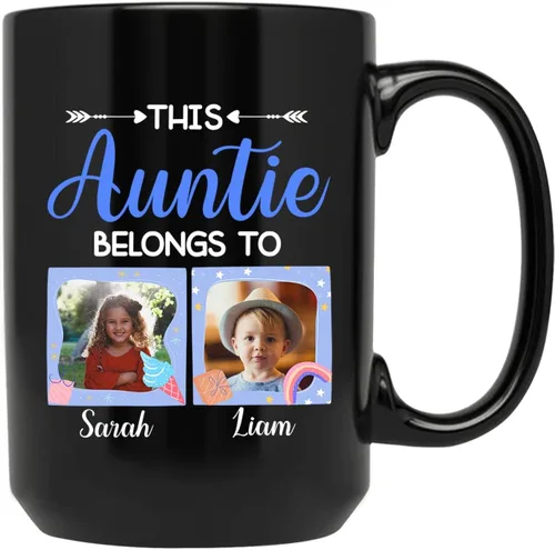 Miniatura 9 de Taza de cerámica personalizada con nombre para tía, regalo para tía, taza de café personalizada con título oficial para tía, regalo de sobrina