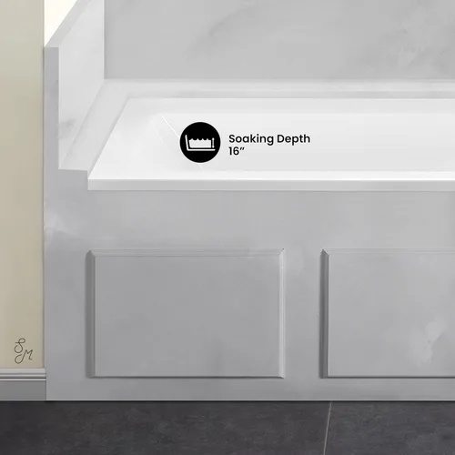 Miniatura 8 de Swiss Madison Voltaire 66" x 32" Bañera de Alcoba con Drenaje de Mano Derecha BLANCO BRILLO