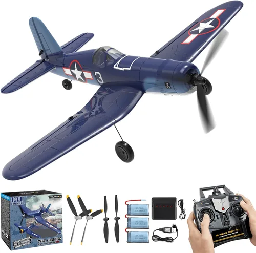 Aviones F4U Corsair RC para adultos, RTF 4 canales de control remoto aviones con giroscopio de 6 ejes, 3 modos de vuelo, acrobacias aéreas de una