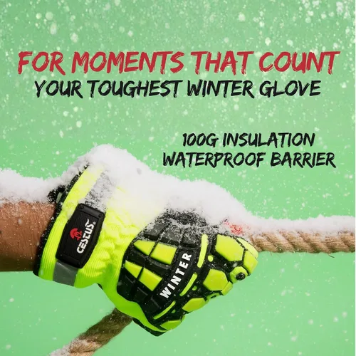 Miniatura 2 de Cestus 5207 - Guantes de impacto de invierno, corte ANSI A9 (1,3,10,50 pares), guantes de trabajo de invierno aislados e impermeables para hombres