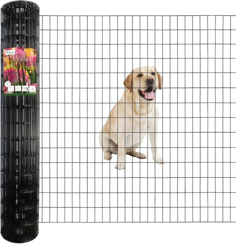 Miniatura 13 de FOREHOGAR Valla de alambre soldada con revestimiento de PVC negro de 24 pulgadas x 50 pies, 2 pulgadas x 3 pulgadas 16GA, rollo de cercado de borde