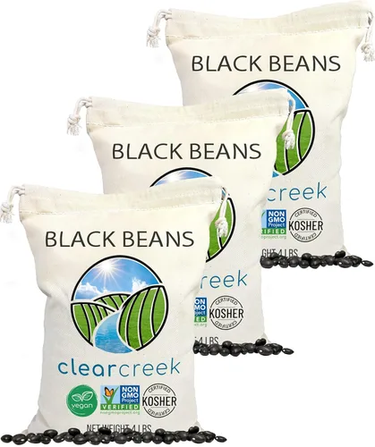 CLEAR CREEK Frijoles negros cultivados en el estado de Washington | 12 libras (bolsas de 3 a 4 libras) | Sin OMG | Vegano | Kosher | No irradiado |