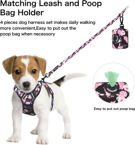 Miniatura 4 de Petmolico Juego de arnés para perro sin tirones con accesorio de correa, asa de fácil control, chaleco reflectante para razas pequeñas, chaleco