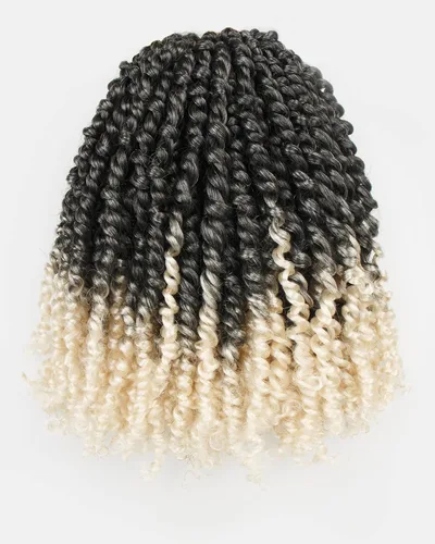 Miniatura 8 de Paquete de 8 paquetes de cabello de ganchillo Passion Twist de 6 pulgadas, rizos bohemios pretrenzados previamente trenzados, negro natural 1B