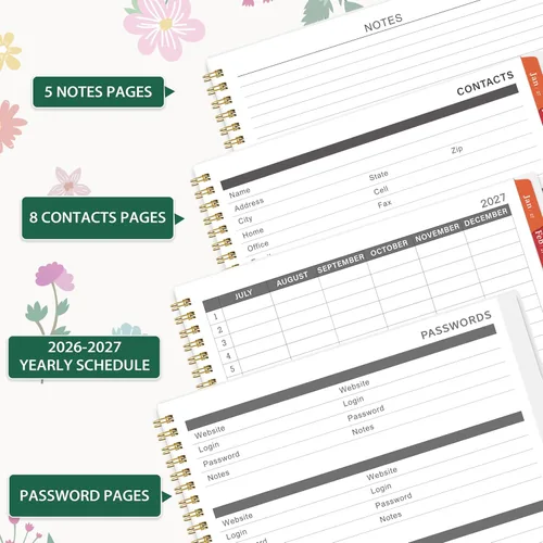 Miniatura 4 de Agenda mensual 2026-2027 – julio 2026 – diciembre 2027, agenda mensual 18 / calendario 2026-2027, 9 x 11 pulgadas, 18 meses, pestañas coloridas