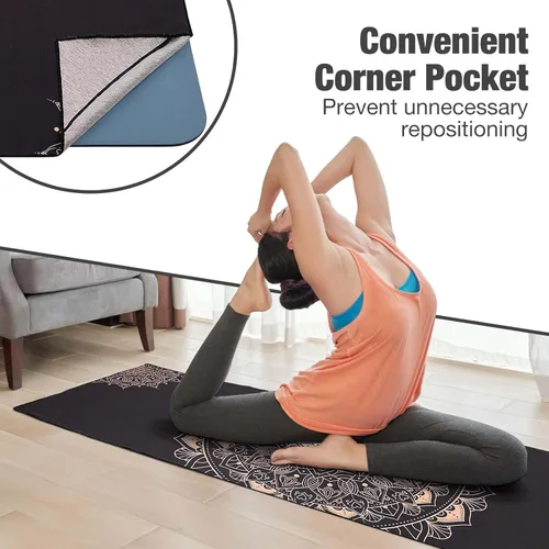 Miniatura 3 de MoKo Toalla de Yoga, Toalla de Yoga Caliente Antideslizante con Patrón de Estampado en Manta Rápido de Secado con Bolsillo en la Esquina
