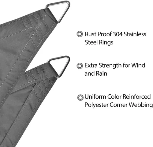 Miniatura 4 de Alion Home Toldo parasol tejido triangular impermeable de 10 x 10 x 10 pies en colores vibrantes (gris)