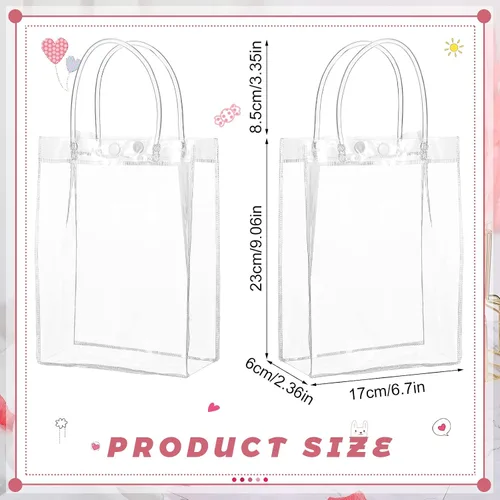 Miniatura 3 de Saintrygo Bolsas de regalo de PVC transparente con asas, bolsas de plástico reutilizables para compras transparentes para fiestas de Navidad, bodas