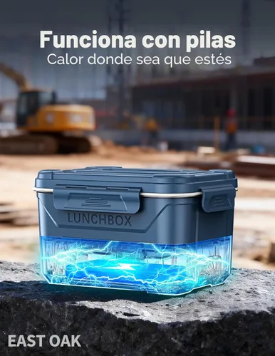 Miniatura 2 de EAST OAK Caja de almuerzo eléctrica inalámbrica para adultos, caja de almuerzo autocalentable recargable de 5.5 tazas - Calentamiento automático