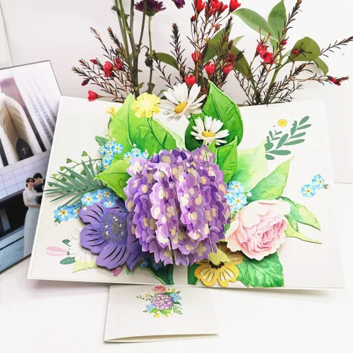 Miniatura 9 de Paquete de 5 tarjetas emergentes de flores, tarjetas de felicitación 3D, surtido para mujeres u hombres en todas las ocasiones, aniversario, día