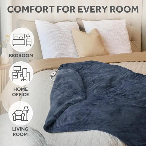 Miniatura 5 de Sunbeam Royal Posh - Manta eléctrica de terciopelo, 50 x 60 pulgadas, 4 ajustes de calor, apagado automático de 4 horas, manta cálida para sofá