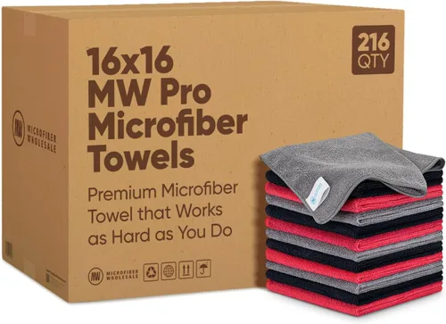 Miniatura 9 de Microfiber Wholesale Toallas de microfibra Pro Multi Surface de 16" x 16" a granel Caja: 216 Cantidad (negro)