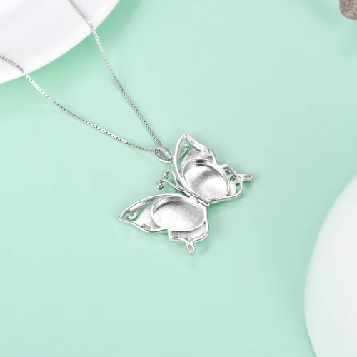 Miniatura 6 de LONAGO Medallón de mariposalibélulaabejabúho que sostiene imágenes de plata de ley 925 con medallón de fotos de mariposa para mujer