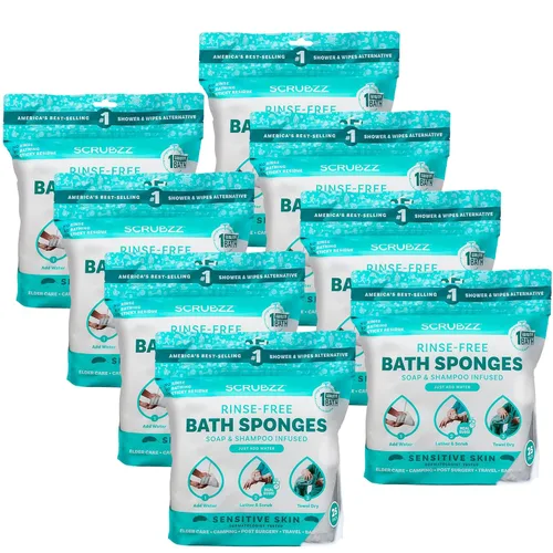 Miniatura 16 de Scrubzz Toallitas de baño desechables sin enjuague – Paquete de 25 – Toallitas de ducha todo en 1 de un solo uso, simplemente humedece, enjabona