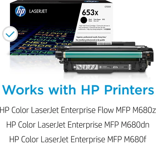 Miniatura 2 de HP Cartucho de tóner negro de alto rendimiento 653X Funciona a color LaserJet Enterprise MFP Serie M680 CF320X