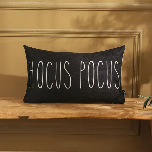 Miniatura 3 de TRENDIN Funda de almohada de Halloween de 12 x 20 pulgadas para sofá, decoración de Halloween, funda de cojín lumbar de lino Hocus Pocus, funda