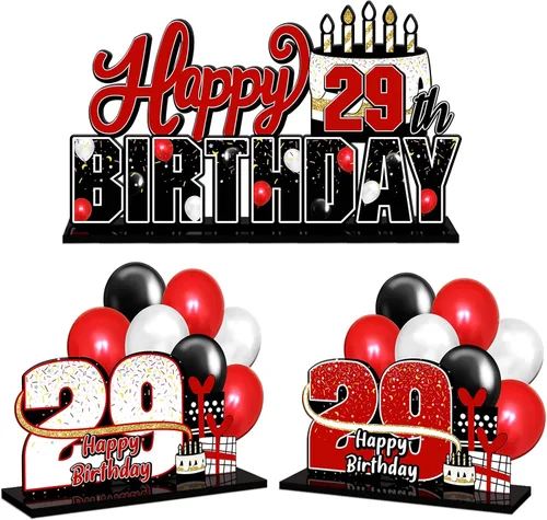 Miniatura 199 de LINGTEER Feliz 10º Cumpleaños Juego de Centros de Mesa de Acrílico Azul para Mesa - Brindemos por Diez Años Decoraciones de Regalo de Fiesta de 10º