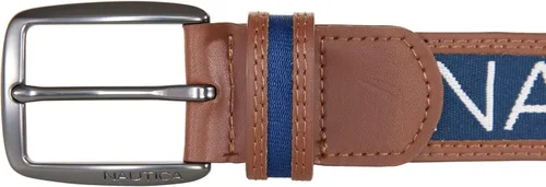 Miniatura 2 de Nautica Mens Signature Logo Ribbon with Leather Trim Belt
