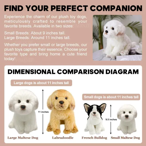 Miniatura 6 de Animal de peluche maltés, peluche de perro realista, animal de peluche realista, mascota de compañía, juguetes esponjosos de perrito de peluche