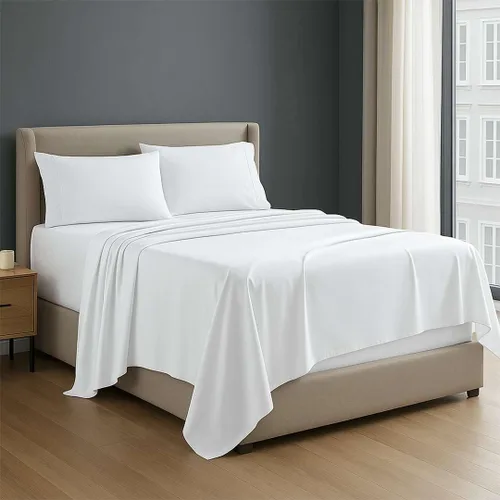 NON Sticky cotton - Juego de sábanas de 4 piezas de algodón egipcio de alta calidad, de bolsillo profundo, ropa de cama suave y transpirable de