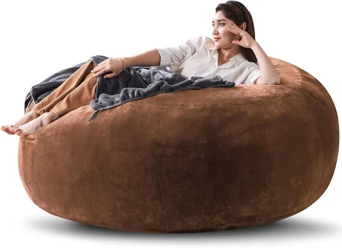 Miniatura 34 de Puf de 3 pies, puf con relleno, espuma viscoelástica altamente resistente, puf redondo de felpa, mueble para sala moderna, silla de lectura de ocio