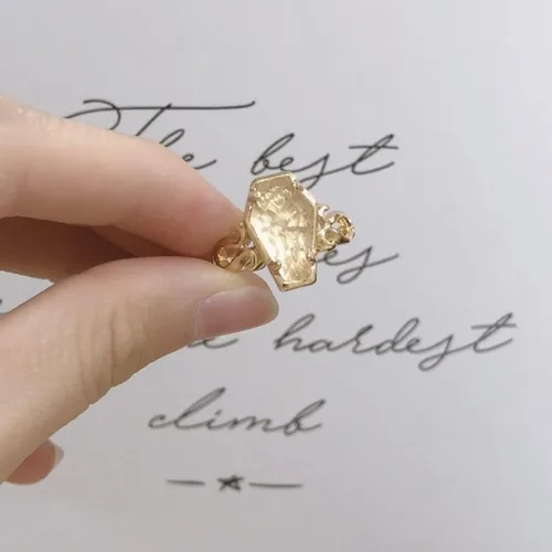 Miniatura 5 de OIDIMS Anillos abiertos de ataúd de rosas con diseño de ataúd de flor de rosa, estilo punk gótico, para mujeres y hombres, ajustable, extensible