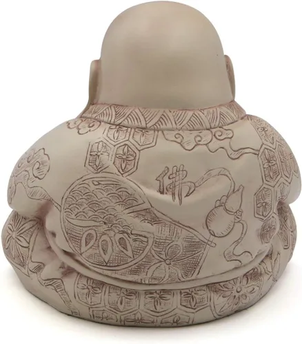Miniatura 2 de Estatua de Buda Feliz – Figura Zen decorativa para el hogar y el jardín, apta para el aire libre, perfecta para meditación y Feng Shui (crema)
