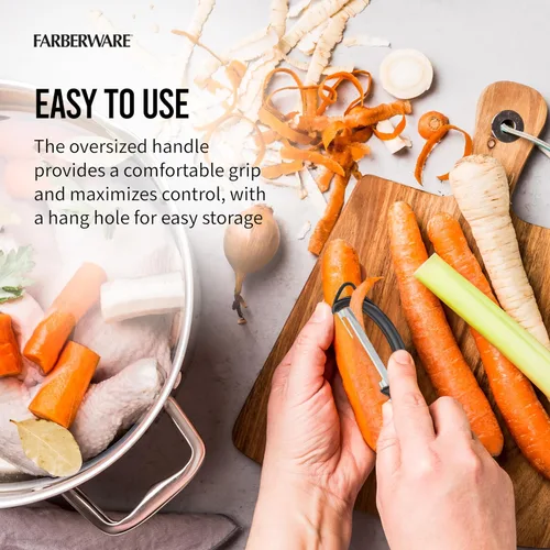 Miniatura 5 de Farberware Euro Peeler, un esencial de cocina para pelar rápida y fácilmente productos, chocolate, quesos y más. Cuenta con agujero para colgar