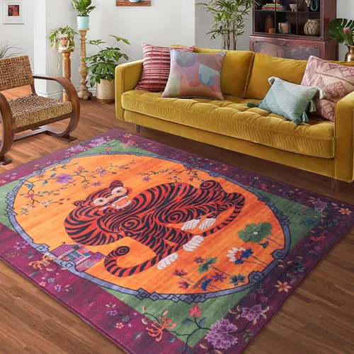 Miniatura 27 de Alfombra de leopardo de 2 x 3 pies para sala de estar, alfombra estética vintage de animales para habitación de niñas, guardería, dormitorio, Azul