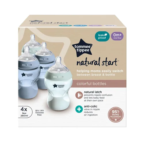 Miniatura 9 de Tommee Tippee Natural Start - Biberones anticólicos de 9 onzas sin BPA, 0+ meses, pezón de flujo lento similar al pecho, autoesterilizante, blues